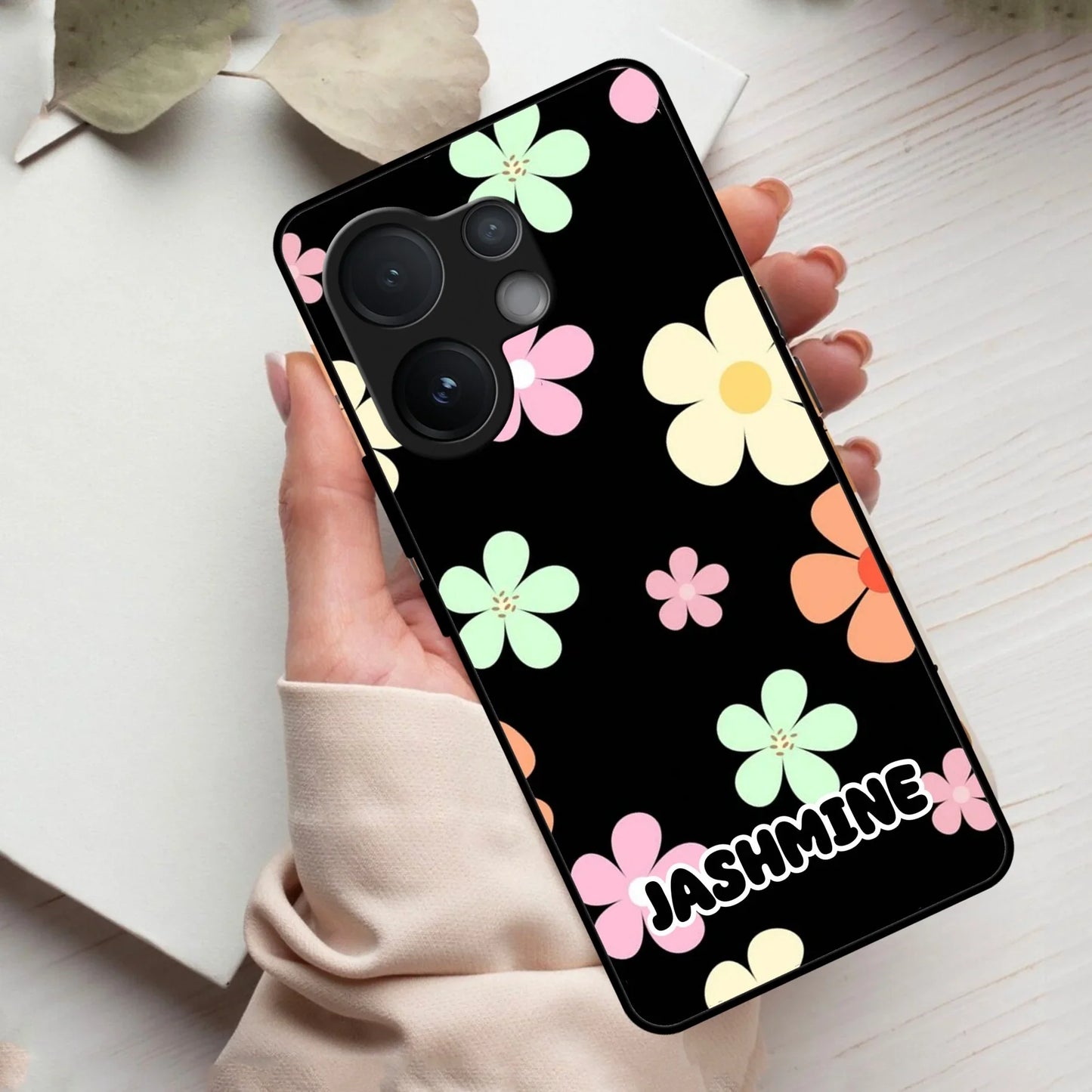 Colorfull Daisy Floral Glass Case Cover For Vivo - ShopOnCliQ
