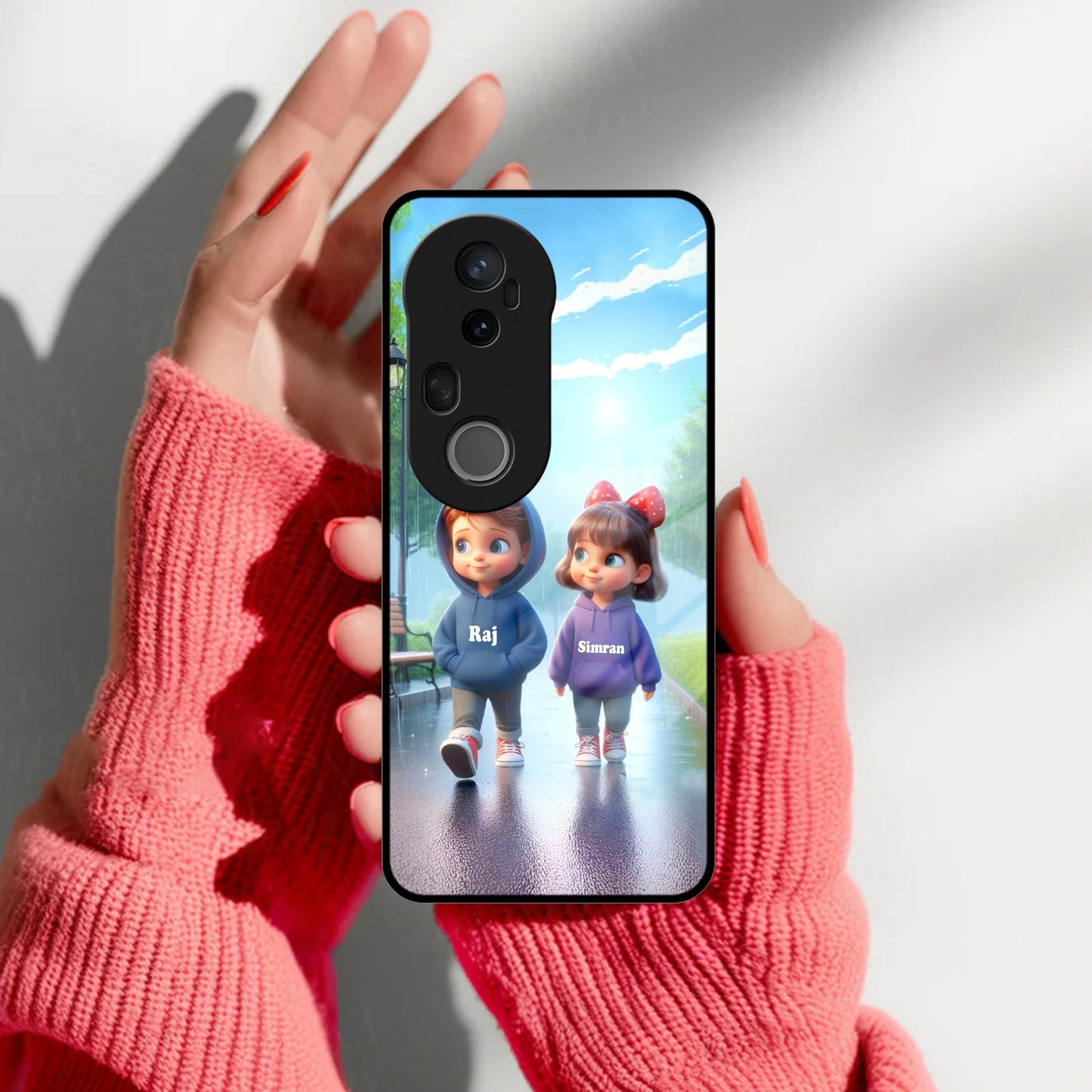 Couple Glass Case Cover For Vivo