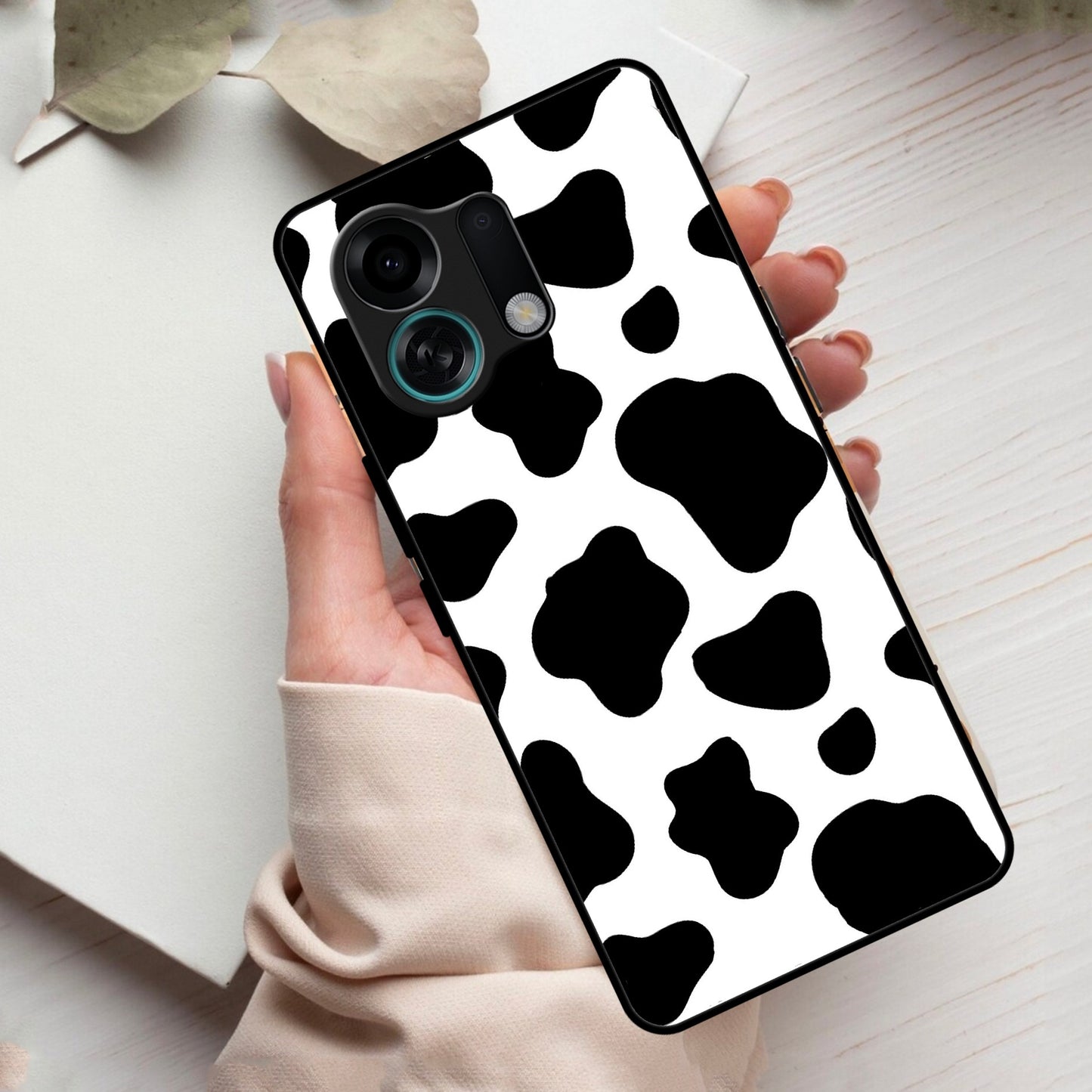 Cow Print Glass Phone Case And Cover For Oppo