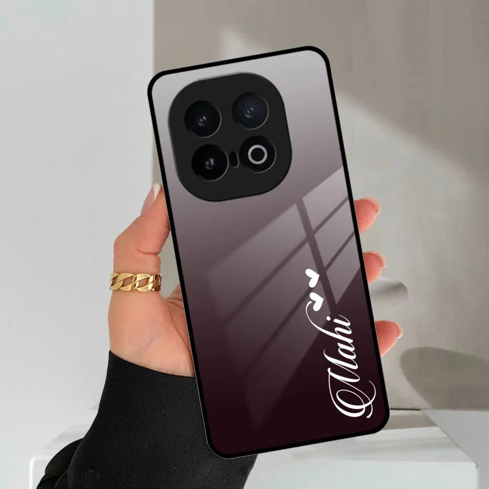Customize Name Gradient Glass Case Cover Grey For iQOO - ShopOnCliQ