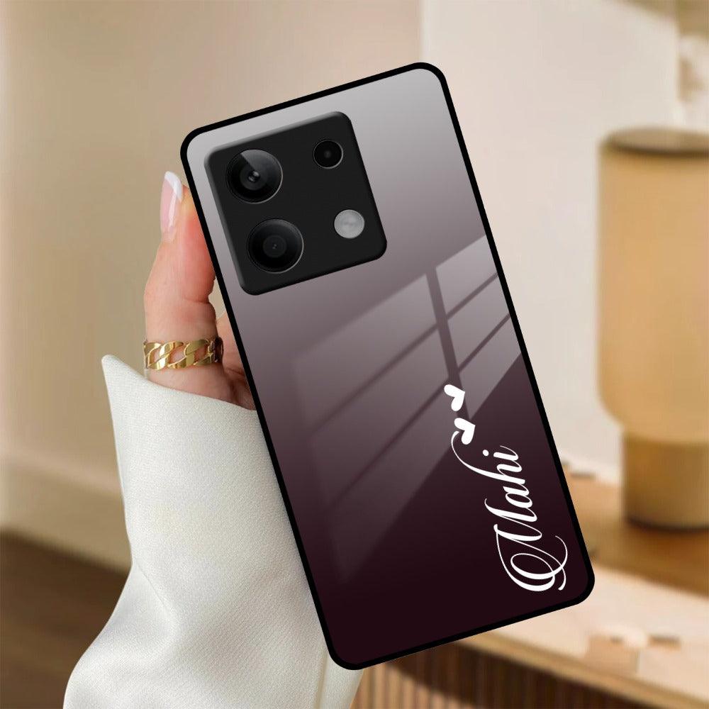 Customize Name Gradient Glass Case Cover Grey For Redmi/Xiaomi