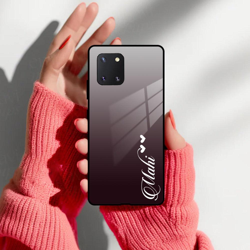 Customize Name Gradient Glass Case Cover Grey For Samsung