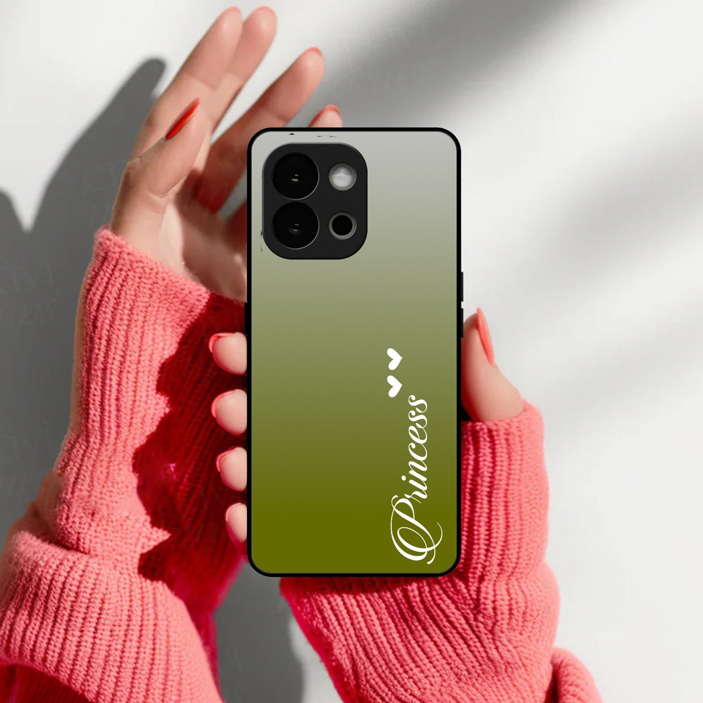 Customize Name Gradient Glass Case Cover Mint Green For OnePlus