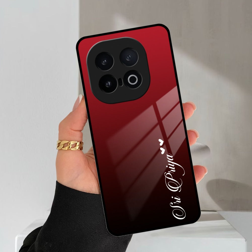Customize Name Gradient Glass Case Cover Red Wine For iQOO