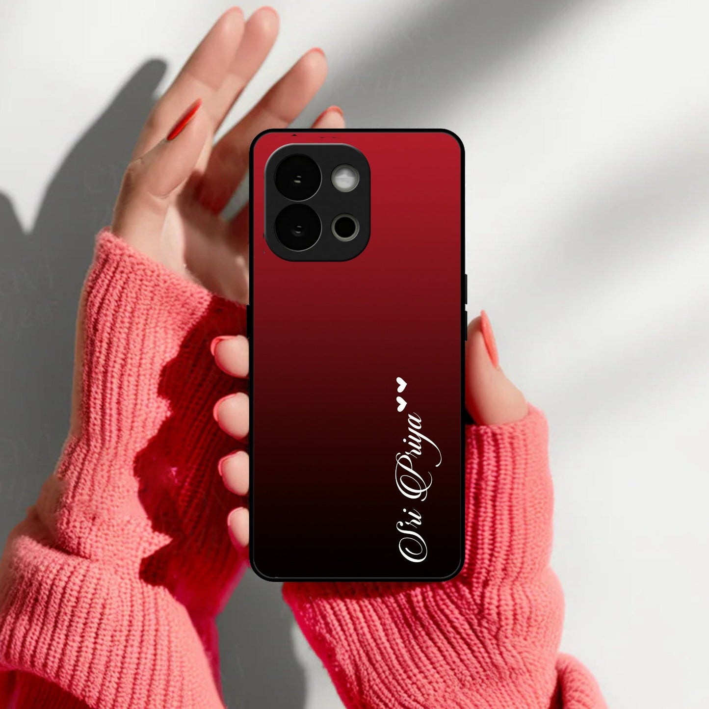 Customize Name Gradient Glass Case Cover Red Wine For Oneplus