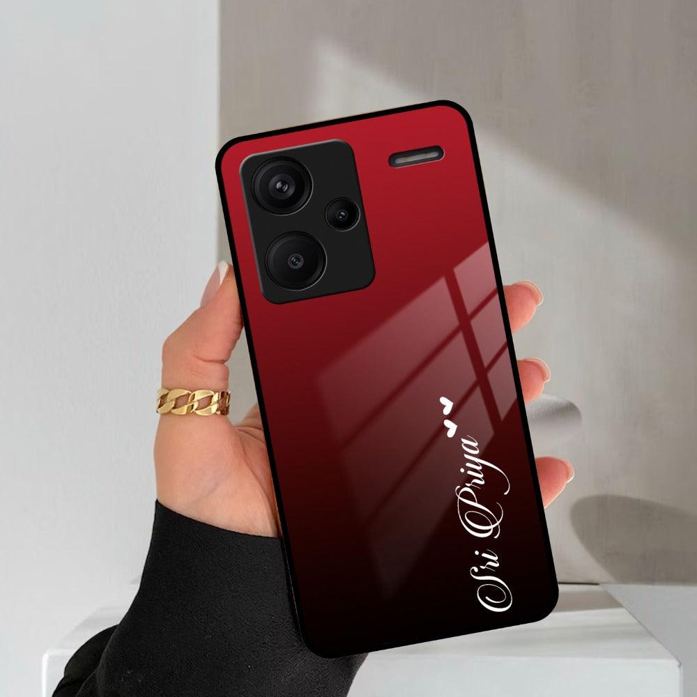 Customize Name Gradient Glass Case Cover Red Wine For Redmi/Xiaomi
