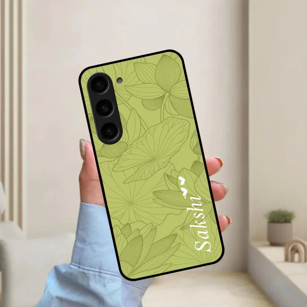 Customized luxury Mint Green leaves Glossy Metal Case Cover For Samsung - ShopOnCliQ