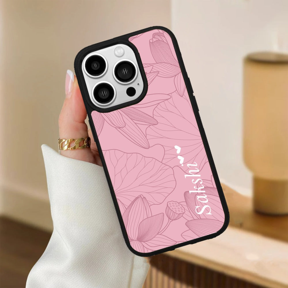 Customized luxury Peach leaves Glossy Metal Case Cover For iPhone