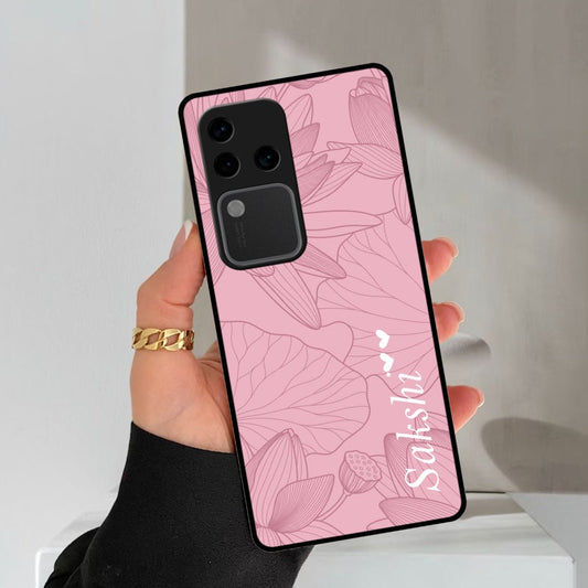 Customized luxury Peach leaves Glossy Metal Case Cover For Vivo