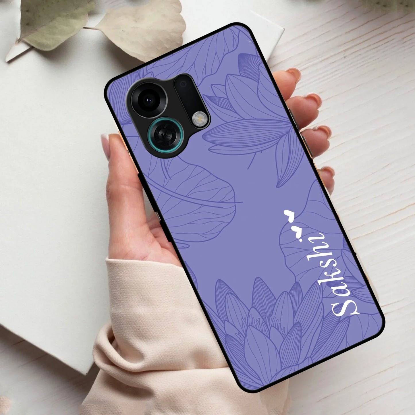 Customized luxury Purple leaves Glass Case Cover For Oppo - ShopOnCliQ