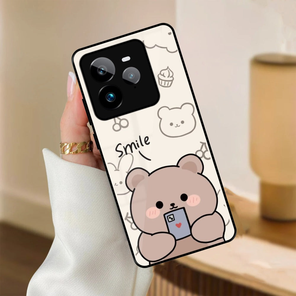 Cute Bear Glossy Metal Case Cover For Realme