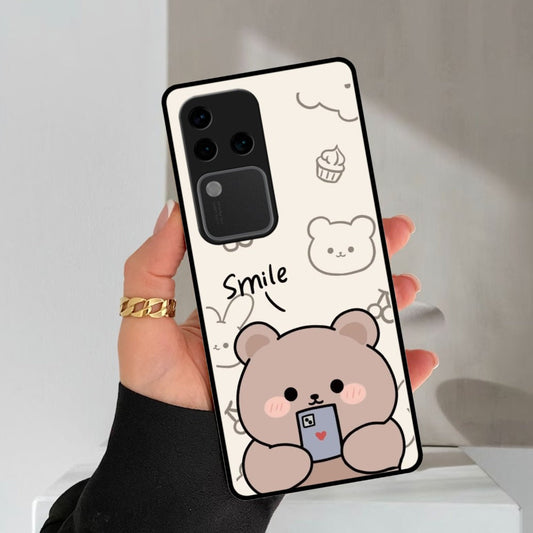 Cute Bear Glossy Metal Case Cover For Vivo