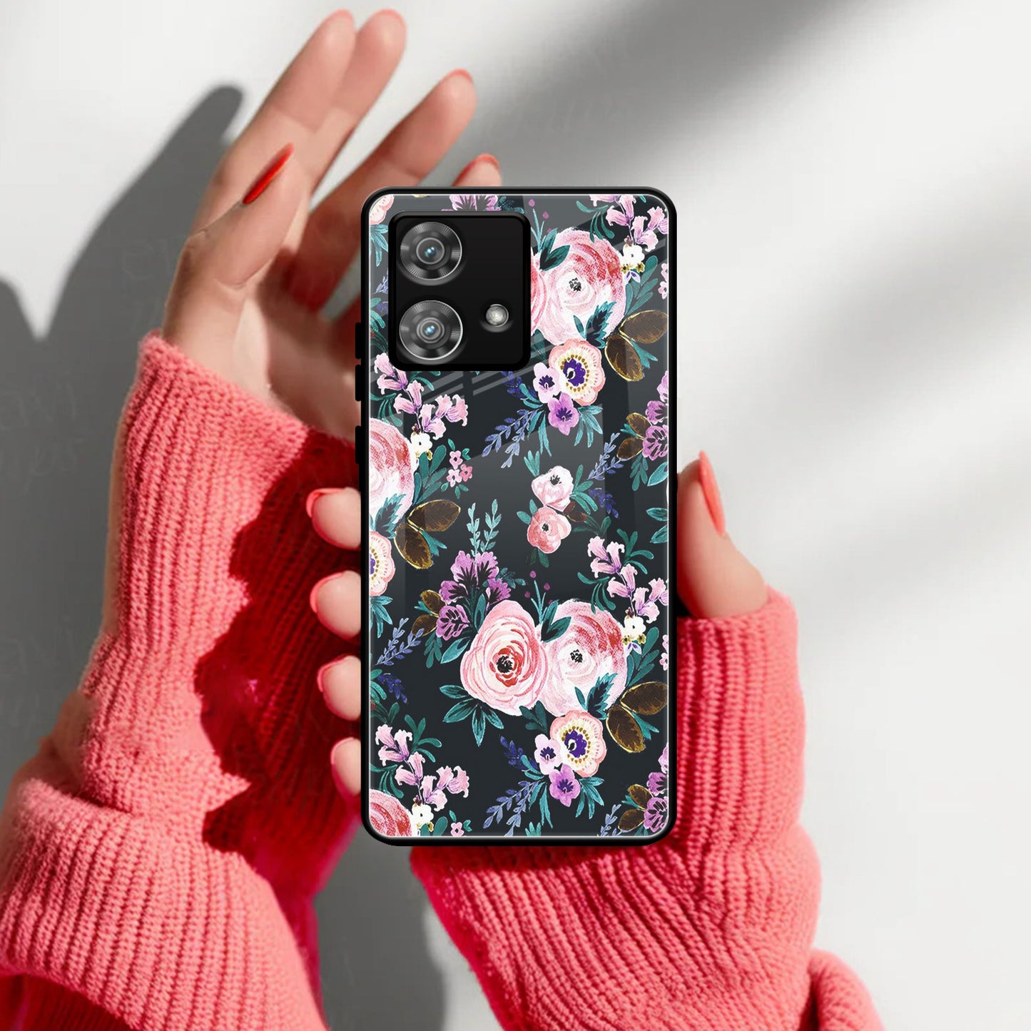 Cute Floral Glass Case Cover For Motorola