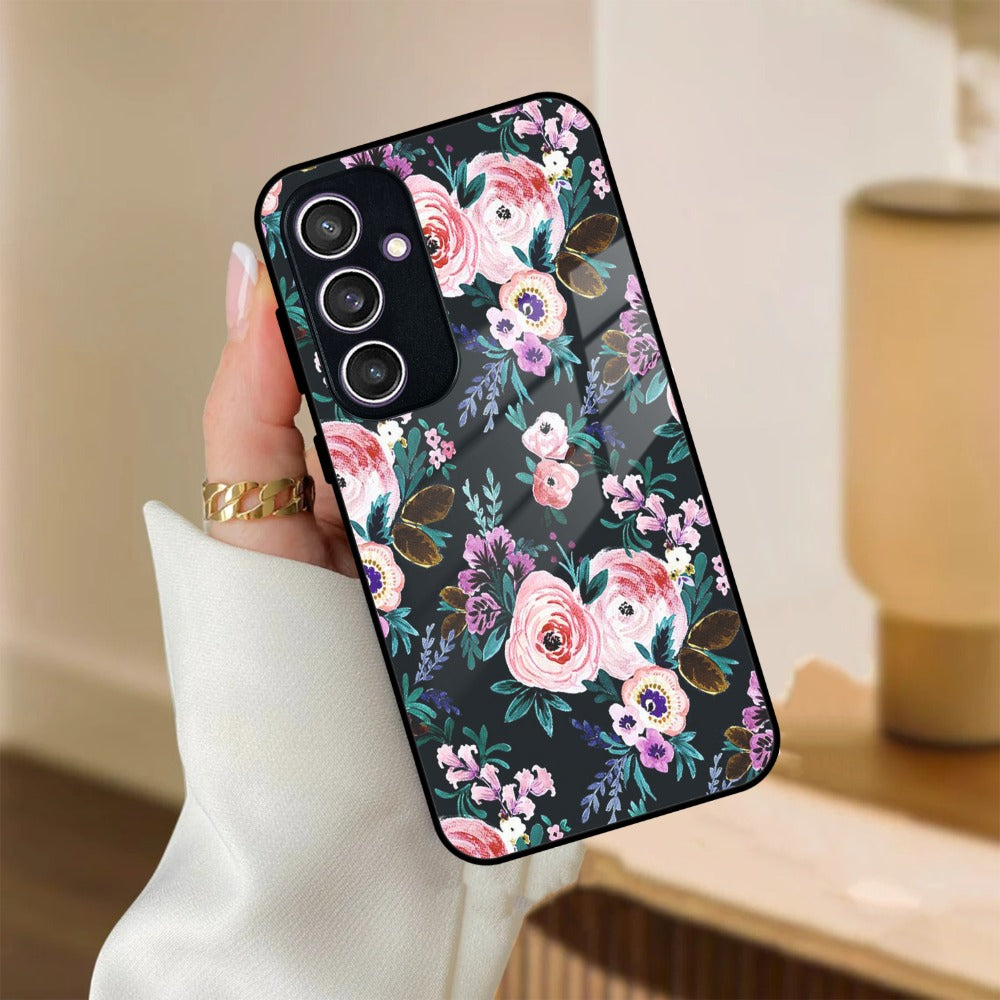 Cute Floral Glass Case Cover For Samsung