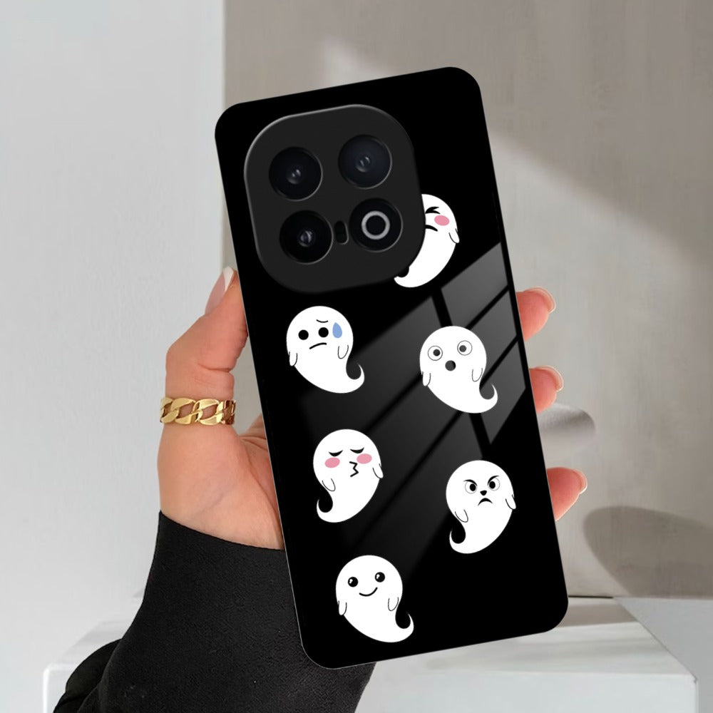 Cute Ghost Glass Case Cover For iQOO