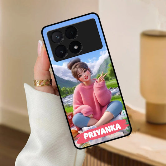 Cute Girl Glossy Metal Case Cover For Poco