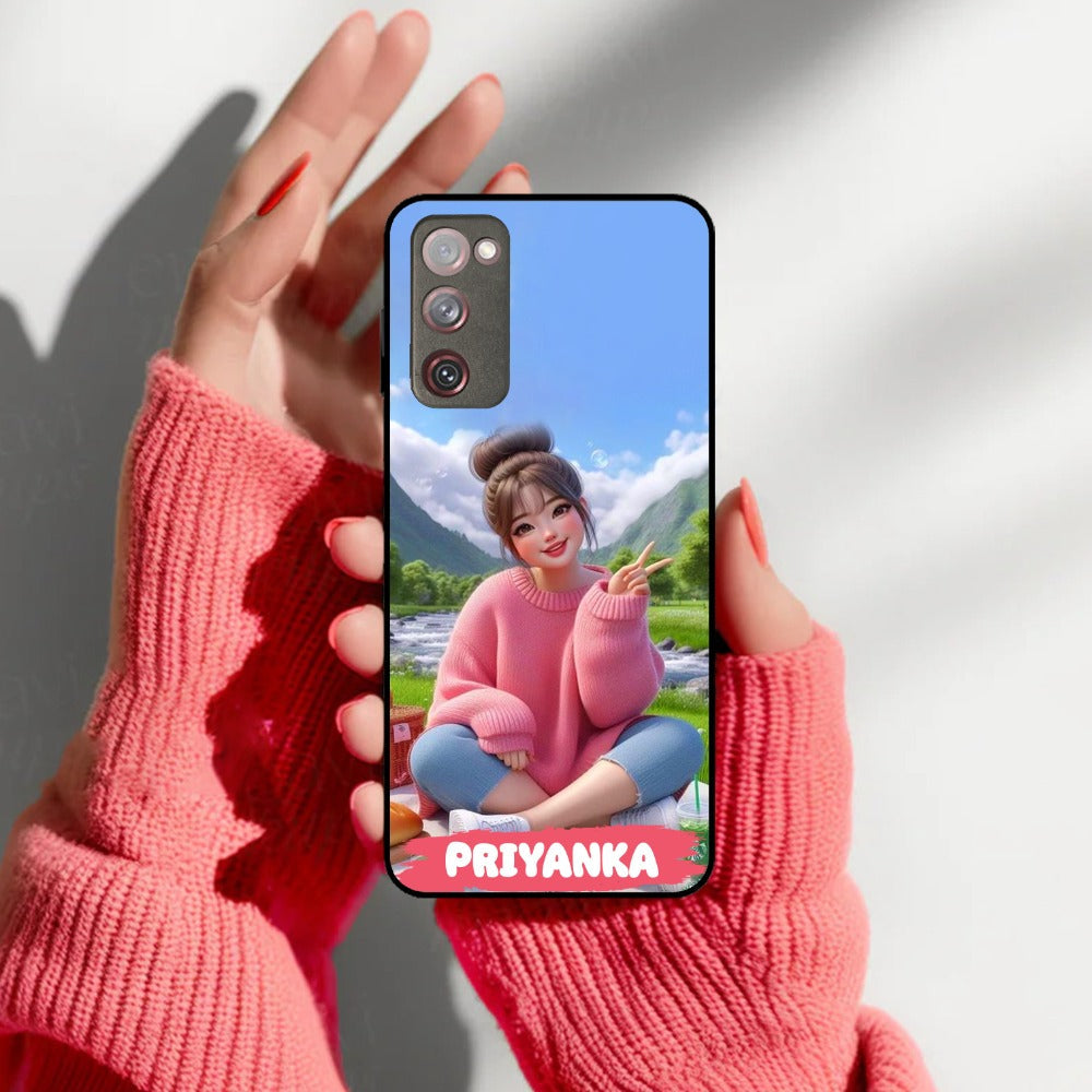 Cute Girl Glossy Metal Case Cover For Samsung