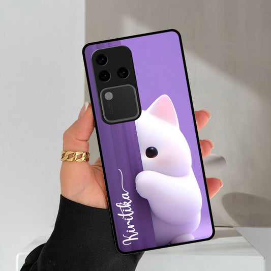 Cute KItten Glossy Metal Case Cover For Vivo