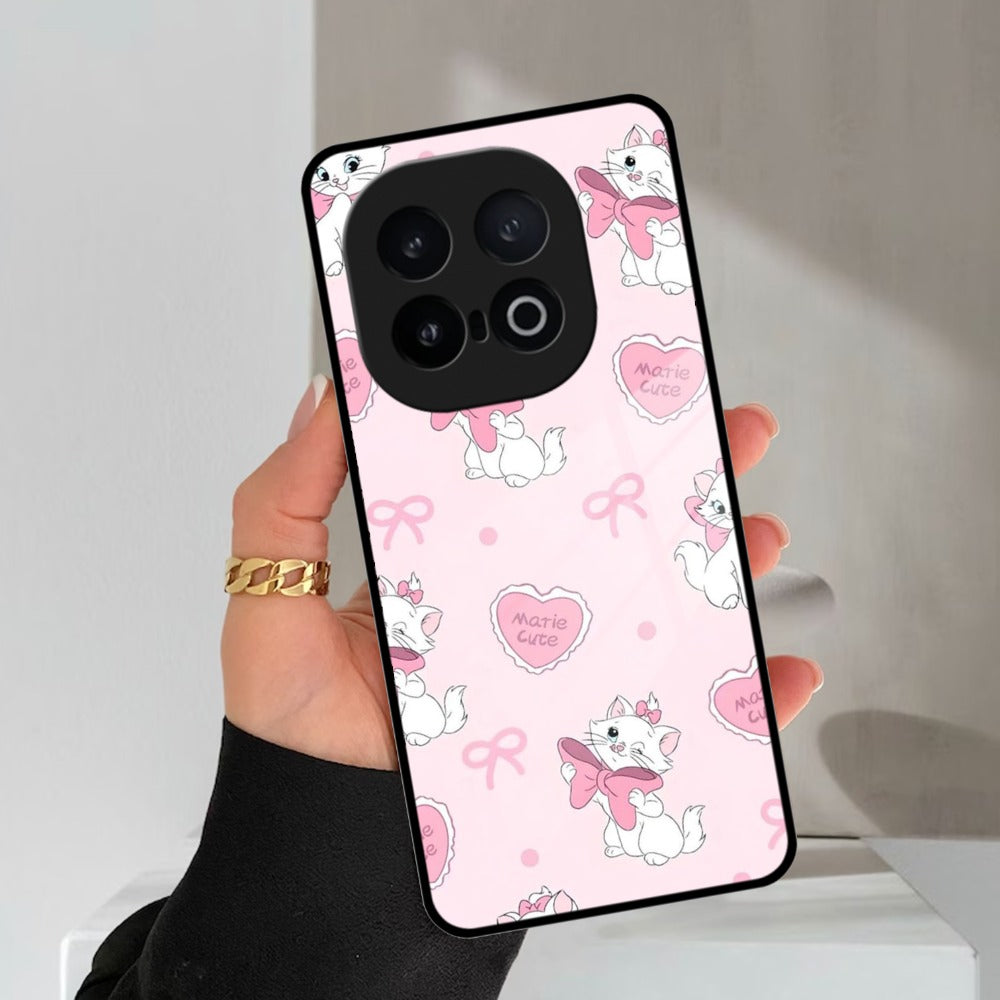 Cute Kitty Bliss Glass Case Cover For iQOO