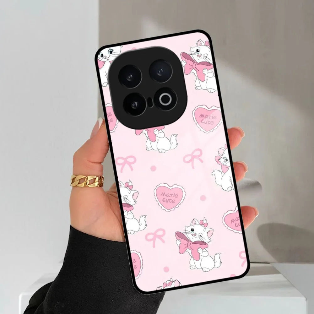 Cute Kitty Bliss Glass Case Cover For iQOO - ShopOnCliQ