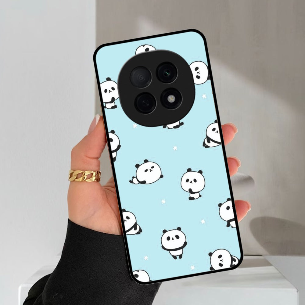 Cute Panda Blue Glossy Metal Case Cover For Oppo