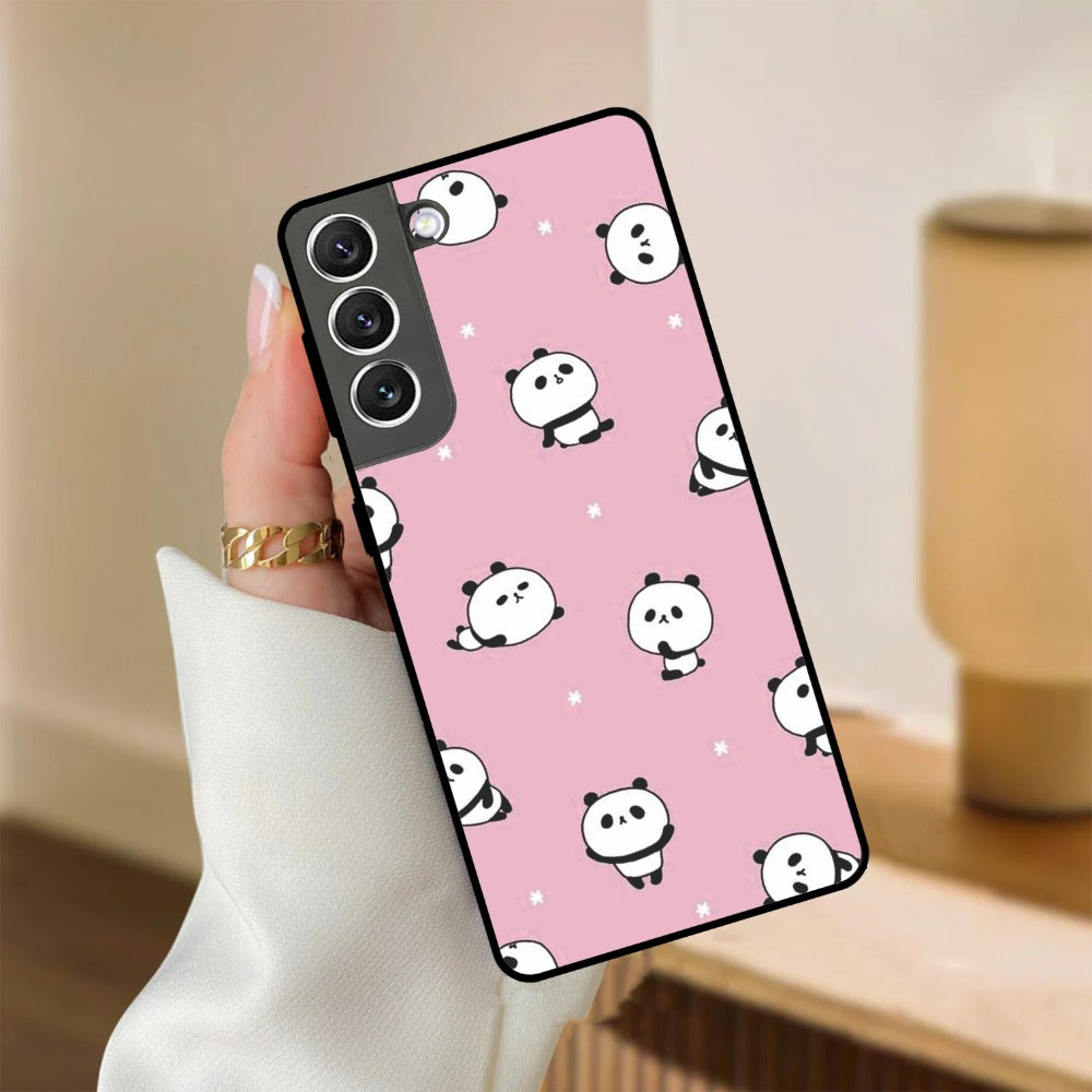 Cute Panda Glossy Metal Case Cover For Samsung