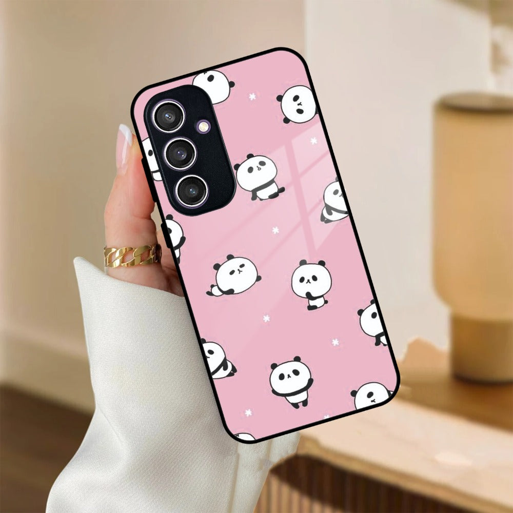 Cute Panda Pink Glass Case Cover For Samsung