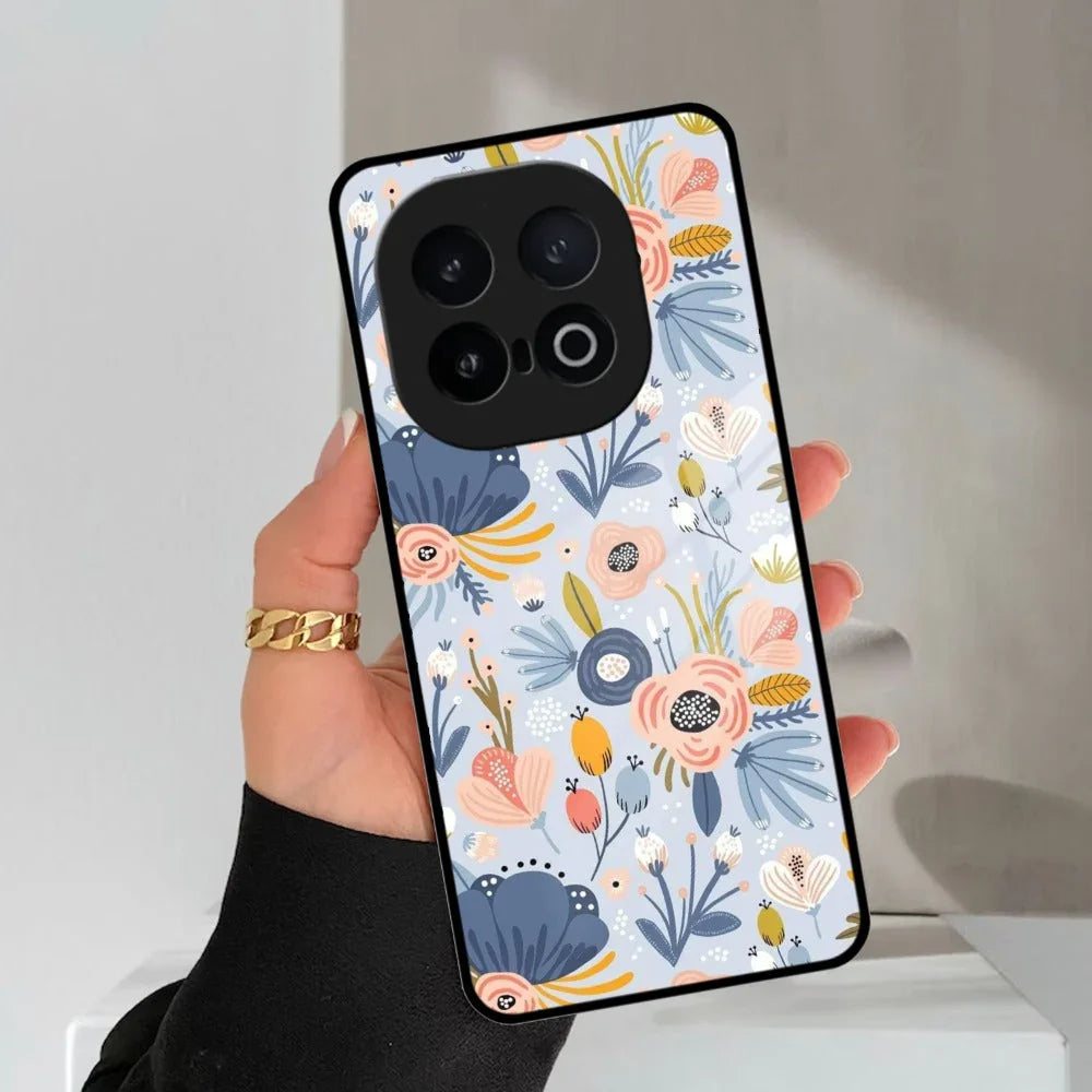 Dewy Flower Mix Glass Case Cover For iQOO - ShopOnCliQ