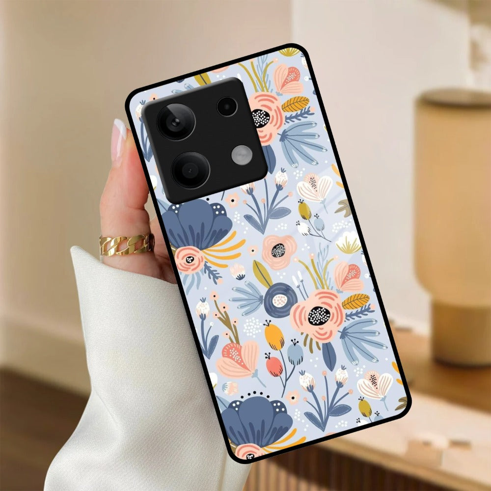 Dewy Flower Mix Glass Case Cover For Poco