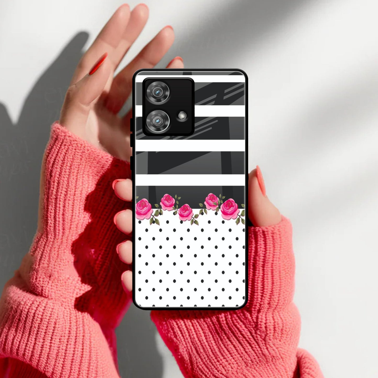 Elegant Rose Parad Glass Case Cover For Motorola