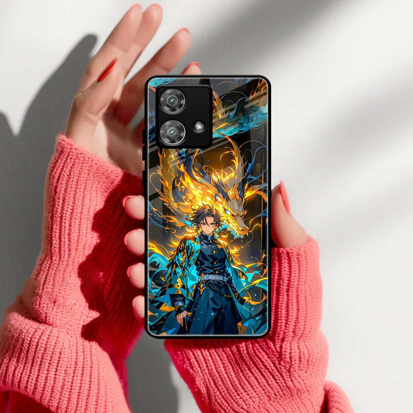 Fire Soul Tanjiro Glass Case Cover For Motorola