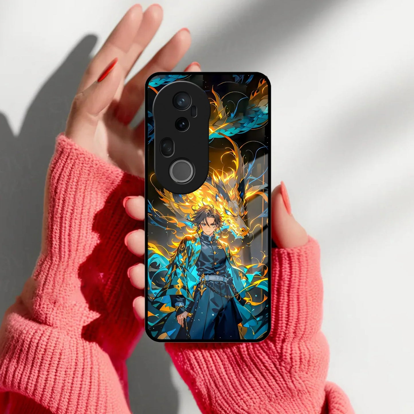 Fire Soul Tanjiro Glass Case Cover For Vivo - ShopOnCliQ