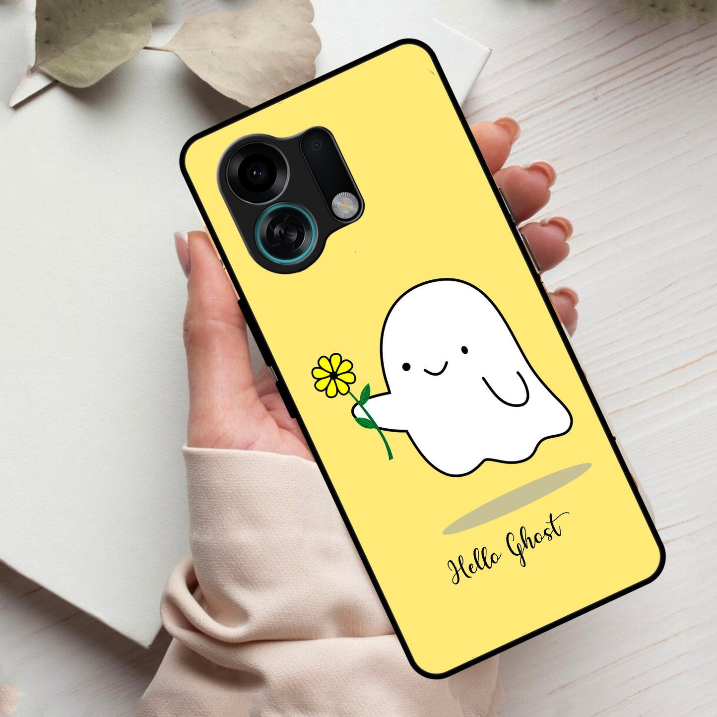 Ghost With Flower Glass Case Cover For Oppo
