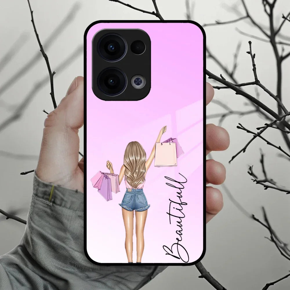 Girl With Bag Customize Name Glass Case For Oppo - ShopOnCliQ
