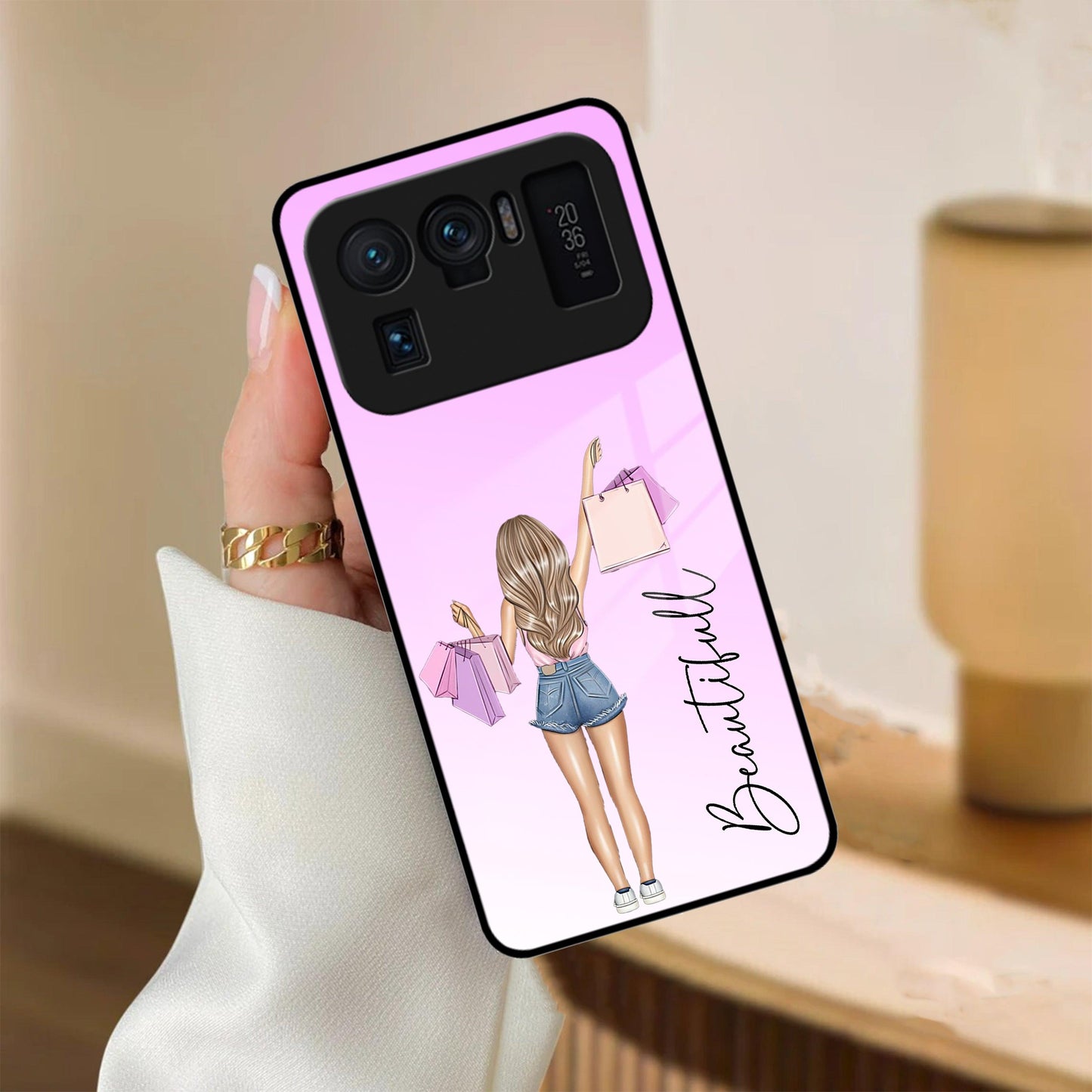 Girl With Bag Customize Name Glass Case For Redmi 12 4G - ShopOnCliQ