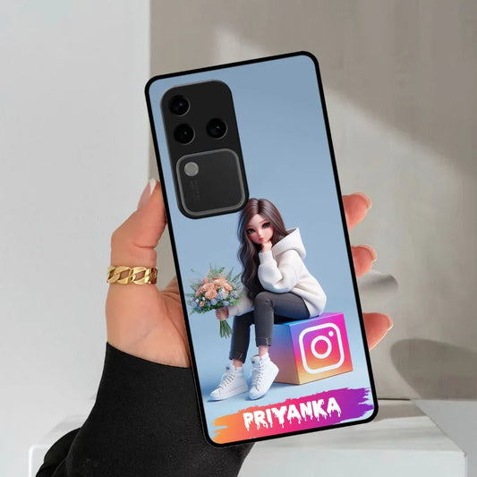 Girl With Flower Glossy Metal Case Cover For Vivo - ShopOnCliQ