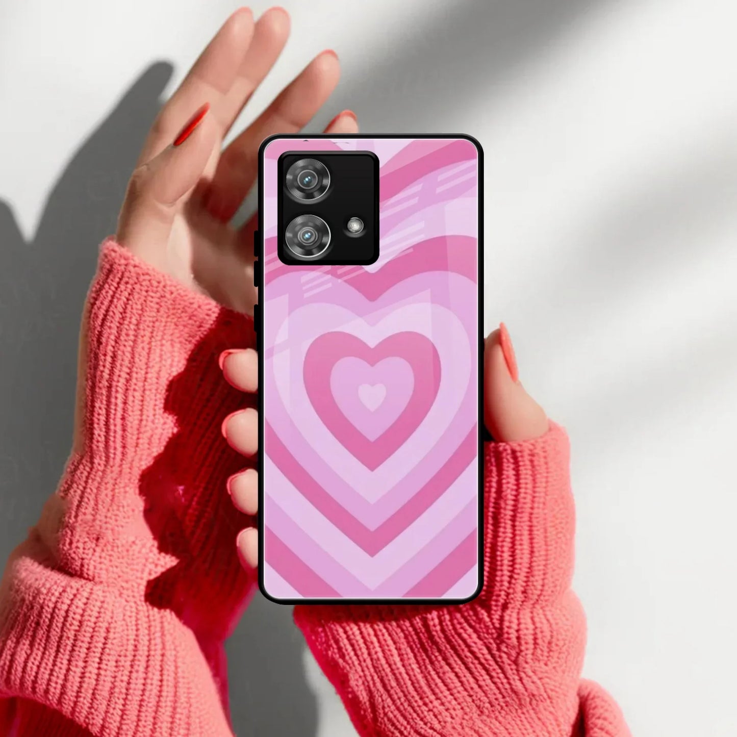 Latte Love Patter Glass Case Cover - Pink For Motorola - ShopOnCliQ