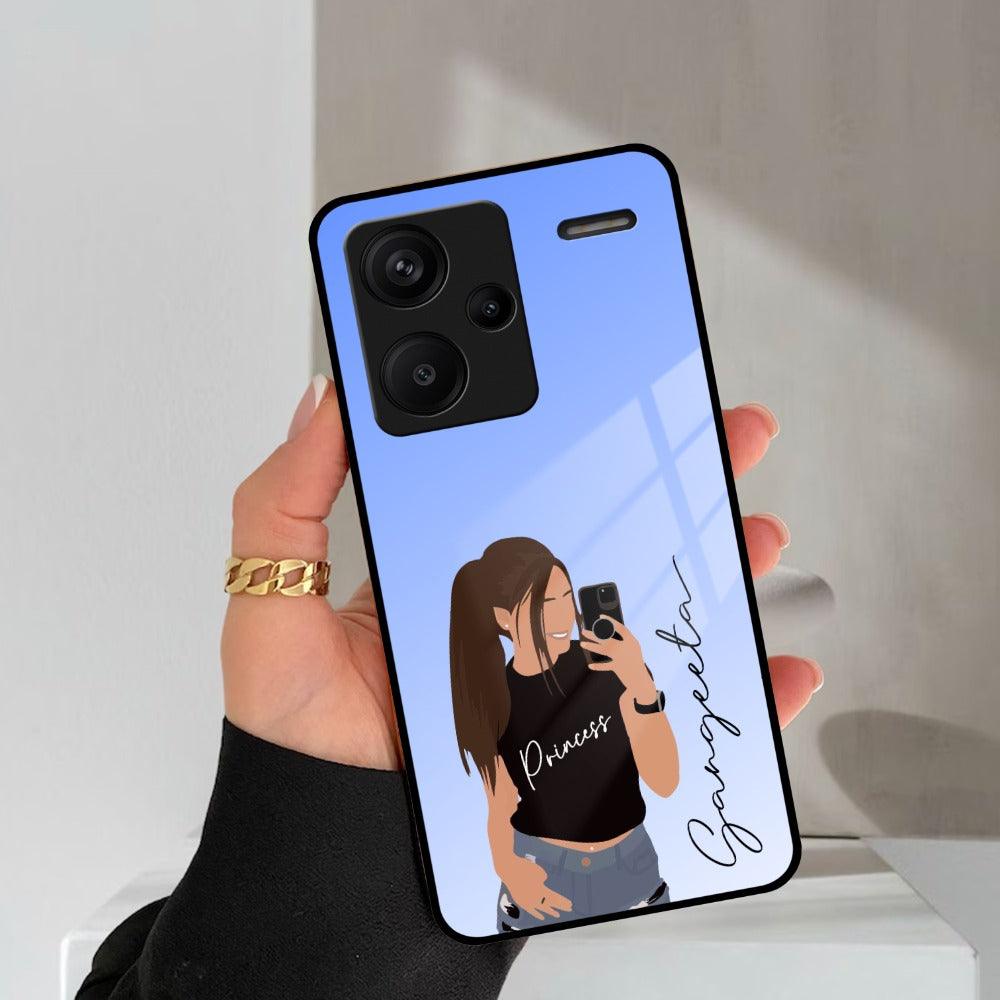 Mobile Girl Glass Case Cover For Redmi 12 4G - ShopOnCliQ