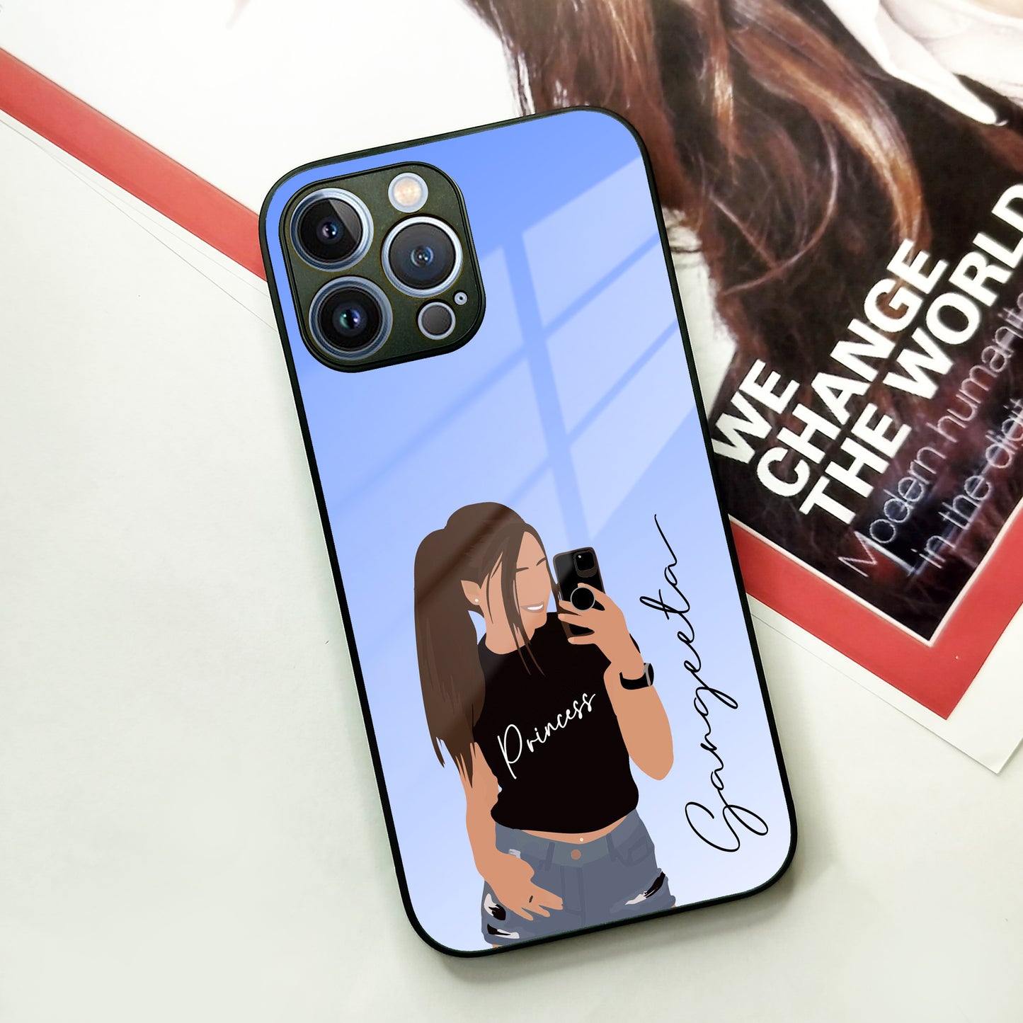 Mobile Girl  Glass Case Cover For iPhone