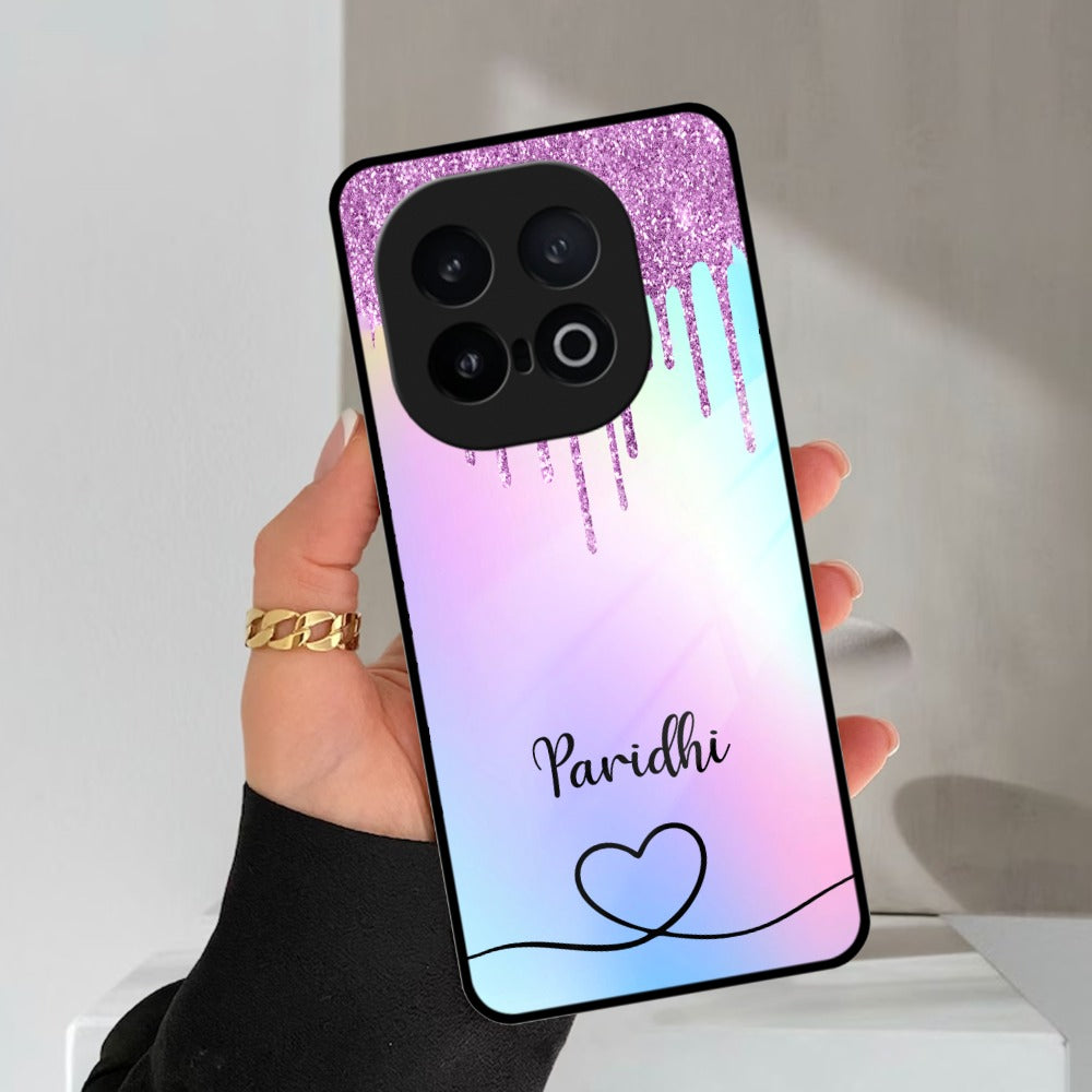 MultiColor Glitter Glass Case For iQOO