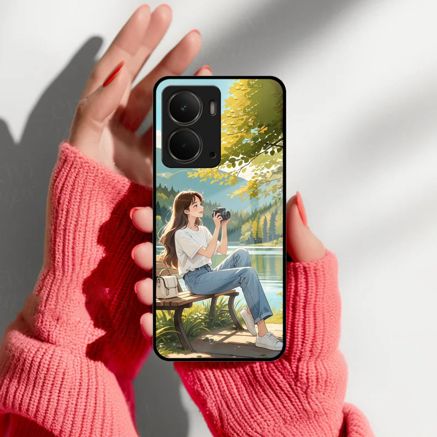 Nature's Frame Glass Case Cover For Realme/Narzo