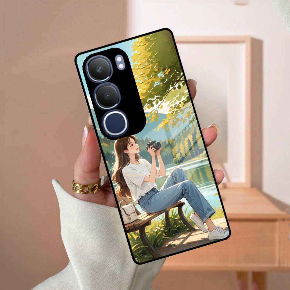 Nature's Frame Glass Case Cover For Vivo