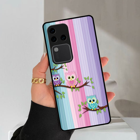 Owl Glossy Metal Case Cover For Vivo