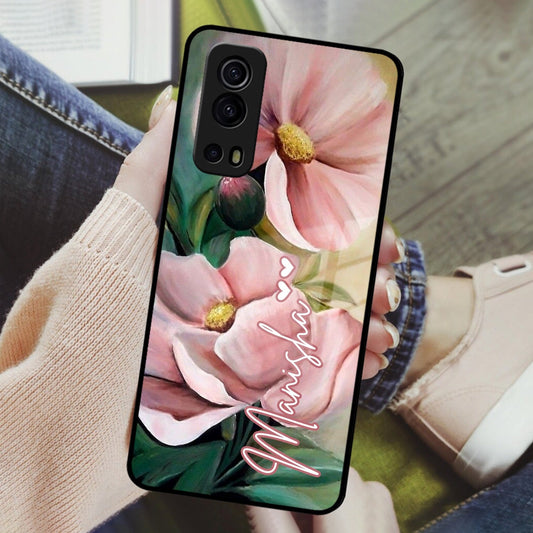 Paint Floral Poster Glass Case Cover For Vivo
