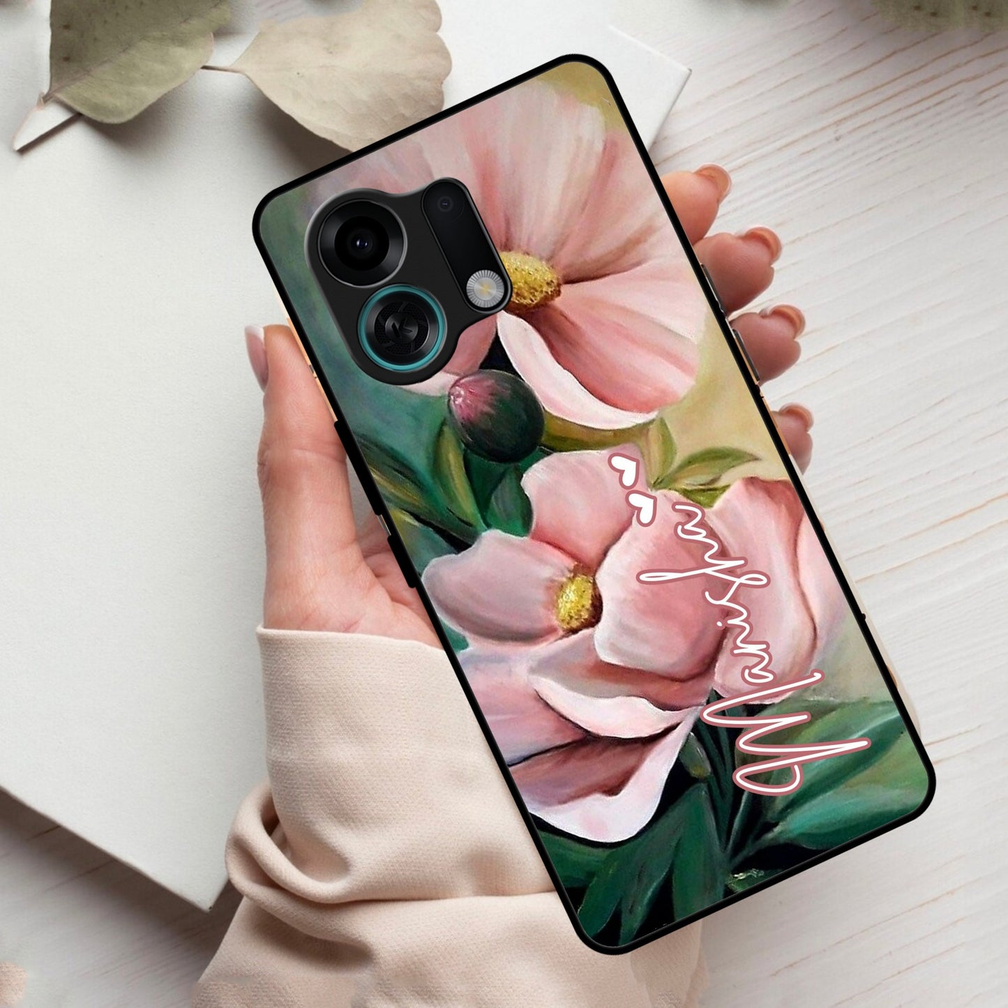 Paint Floral Poster Glass Case Cover For Oppo
