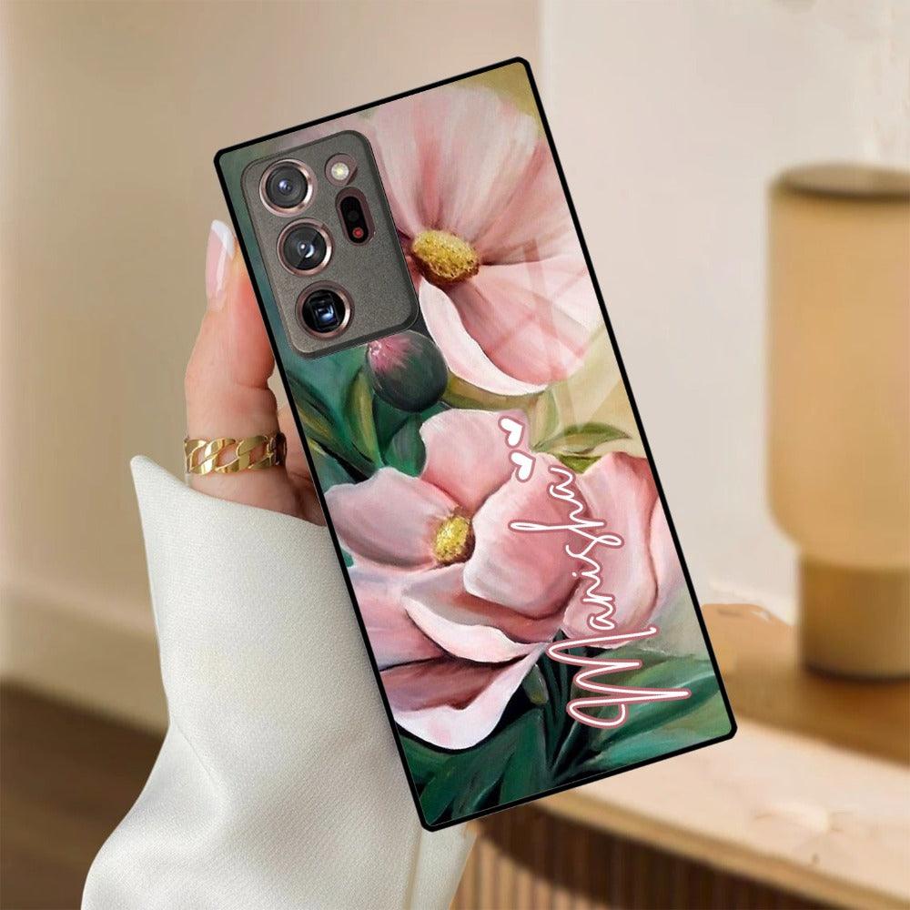 Paint Floral Poster Customize Glass Case Cover For Samsung