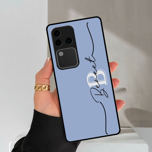Personalized Initials Azure Glossy Metal Case Cover For Vivo