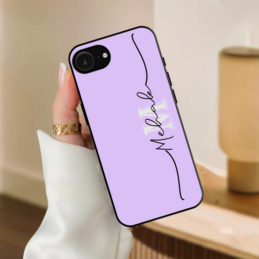 Personalized Initials Lavender Glossy Metal Case Cover For iPhone