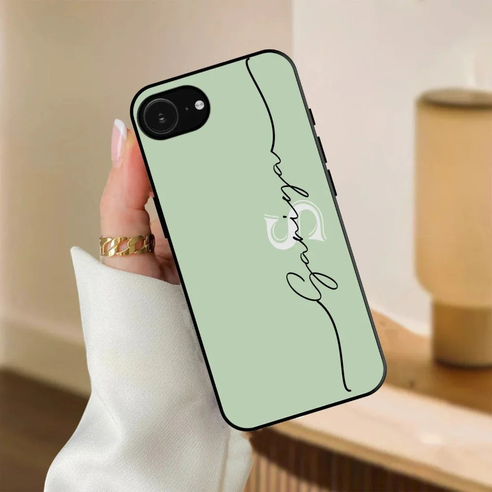 Personalized Initials Mint Green Glossy Metal Case Cover For iPhone - ShopOnCliQ