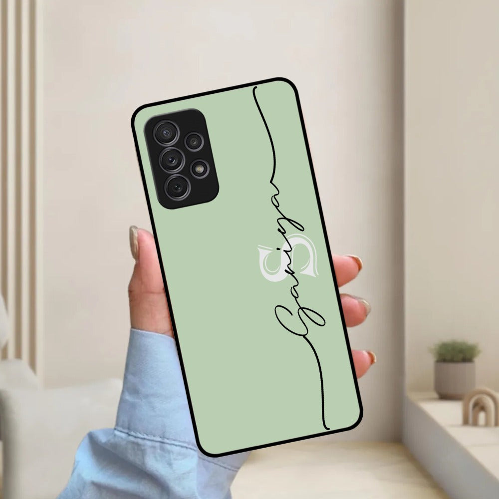 Personalized Initials Mint Green Glossy Metal Case Cover For Samsung